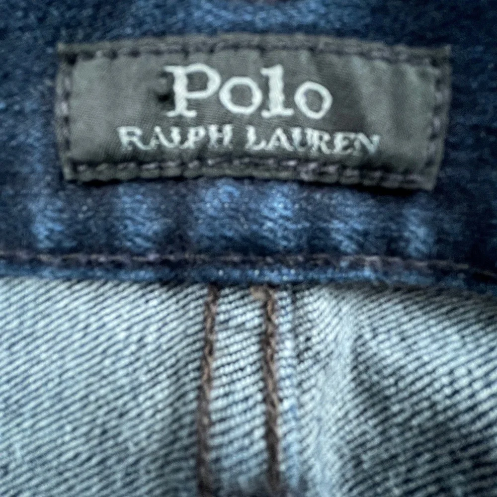 Polo Ralph Lauren Mens 36/32 Varick Slim Straight Jeans Dark Indigo Blue Stretch